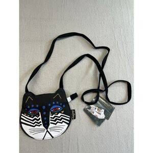Laurel Burch Adjustable Crossbody Cat Purse NWT Black Blue Red